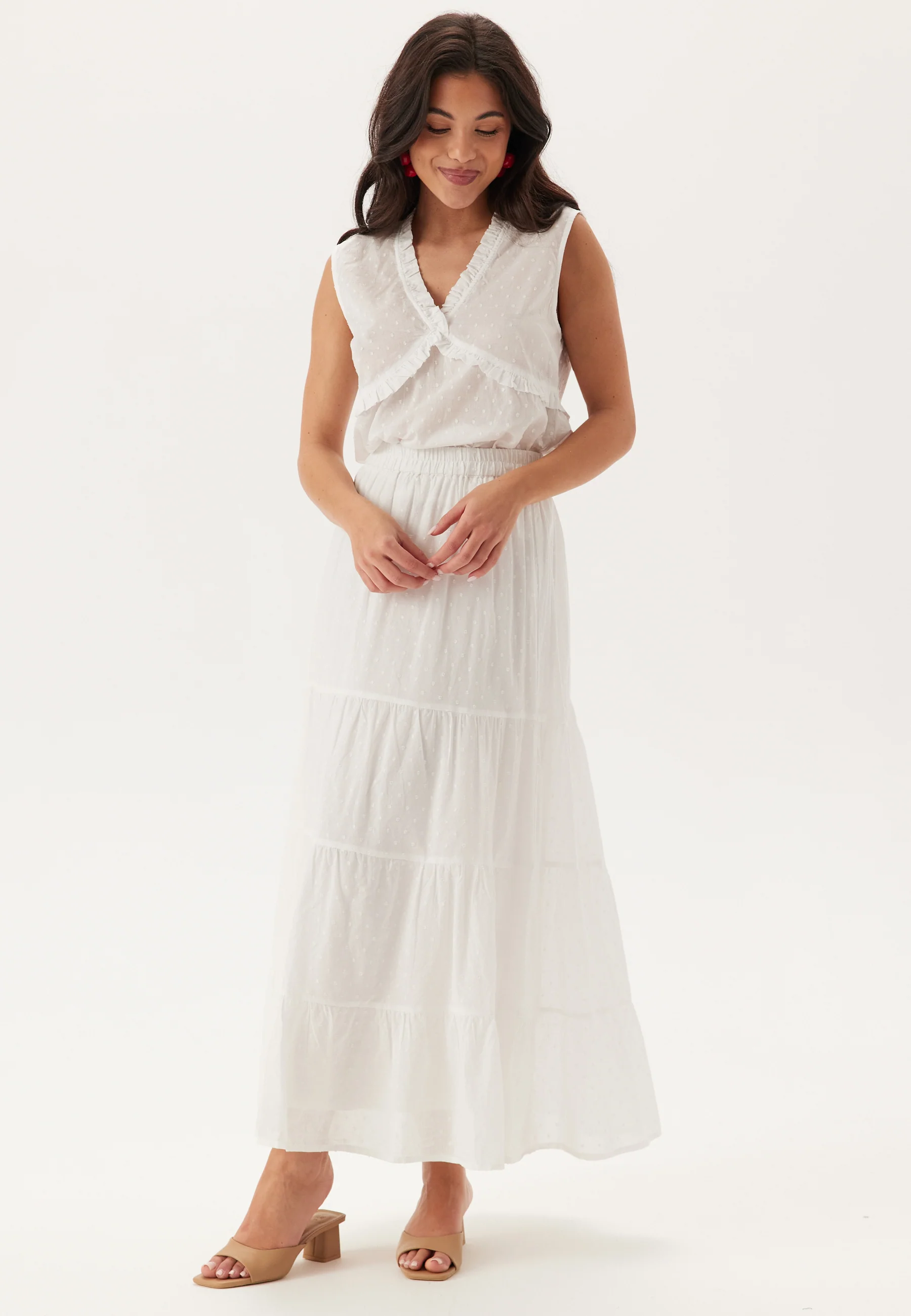 Cotton Dobby Dot Maxi Skirt - Image 3