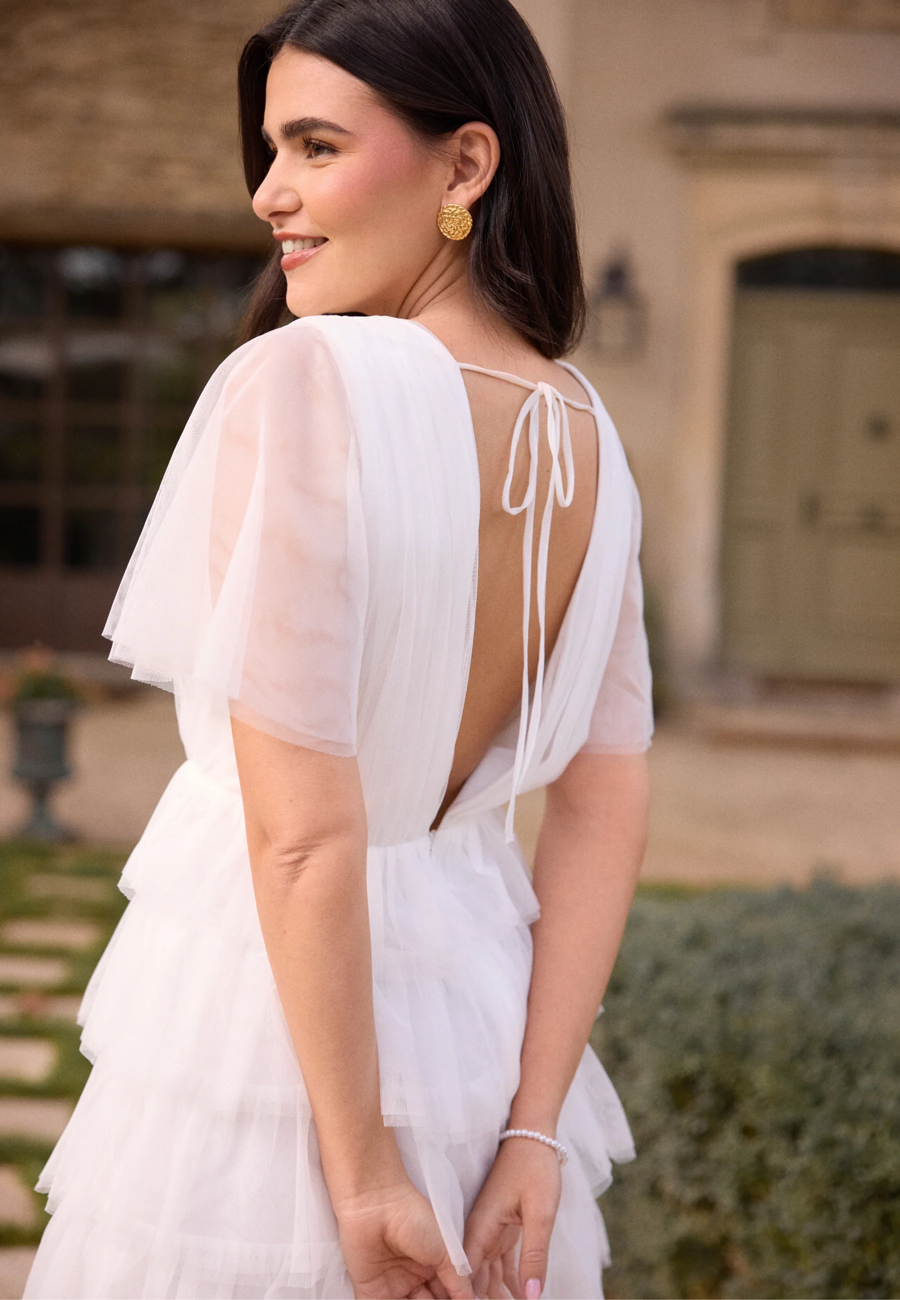 Deep V-neck Tulle Dress - Image 3