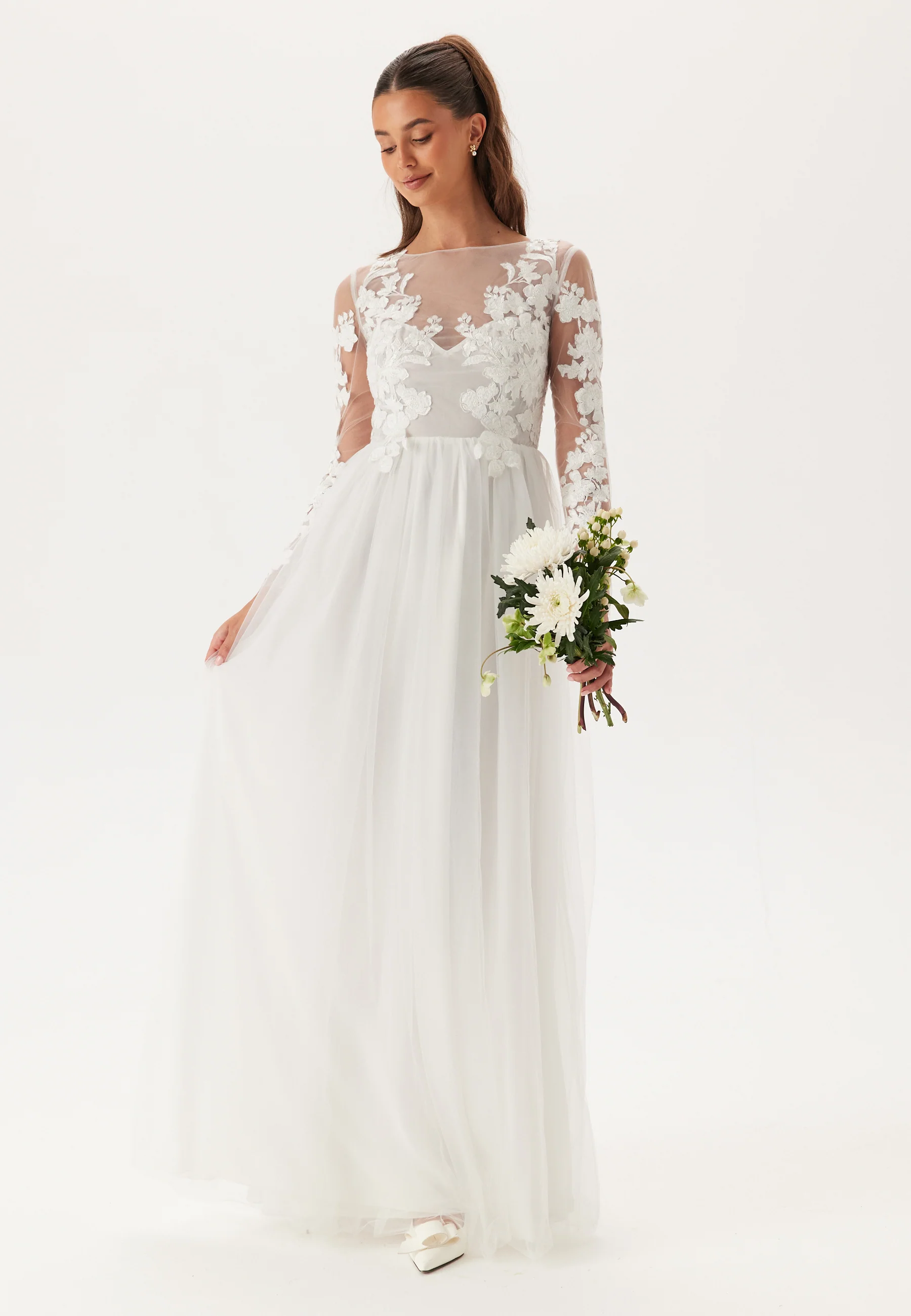Floral Embroidered Tulle Wedding Gown - Image 3