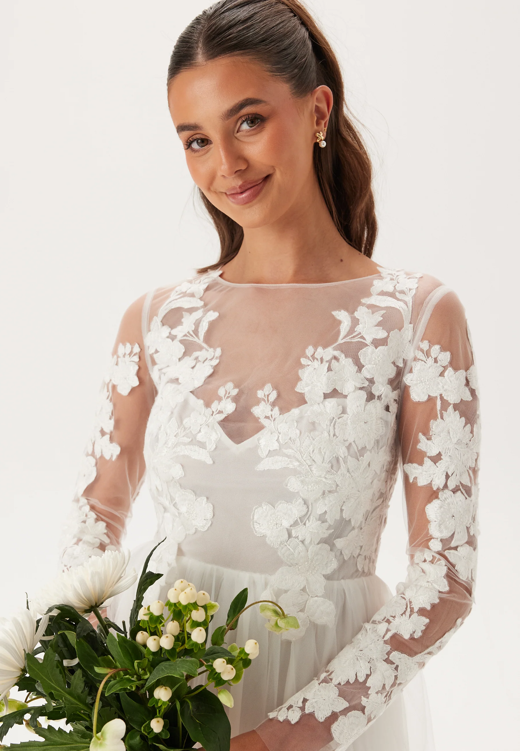 Floral Embroidered Tulle Wedding Gown - Image 5