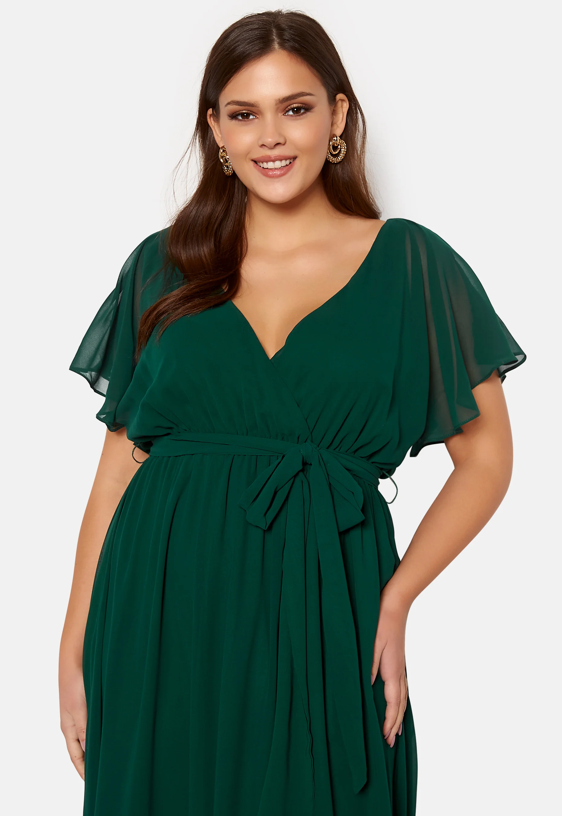 Flutter Sleeve Chiffon Maxi Curve Dress - Image 3