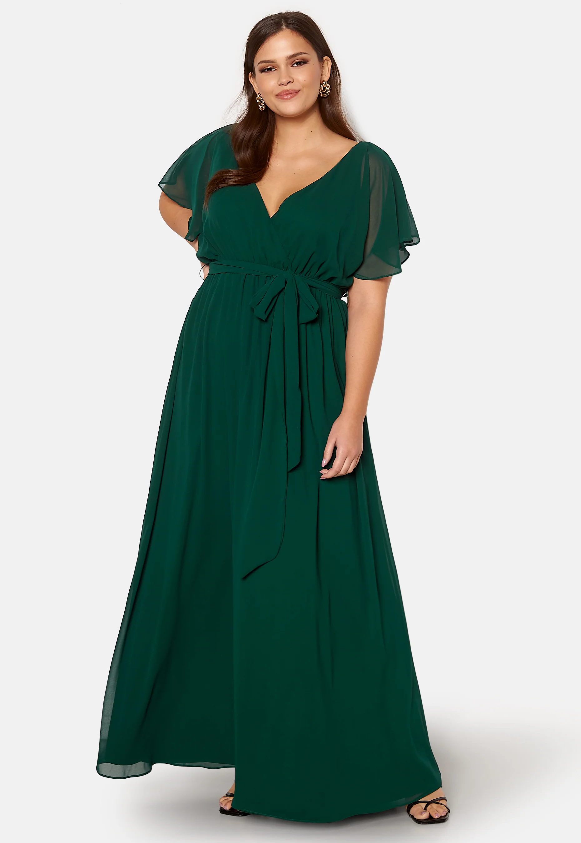 Flutter Sleeve Chiffon Maxi Curve Dress - Image 4