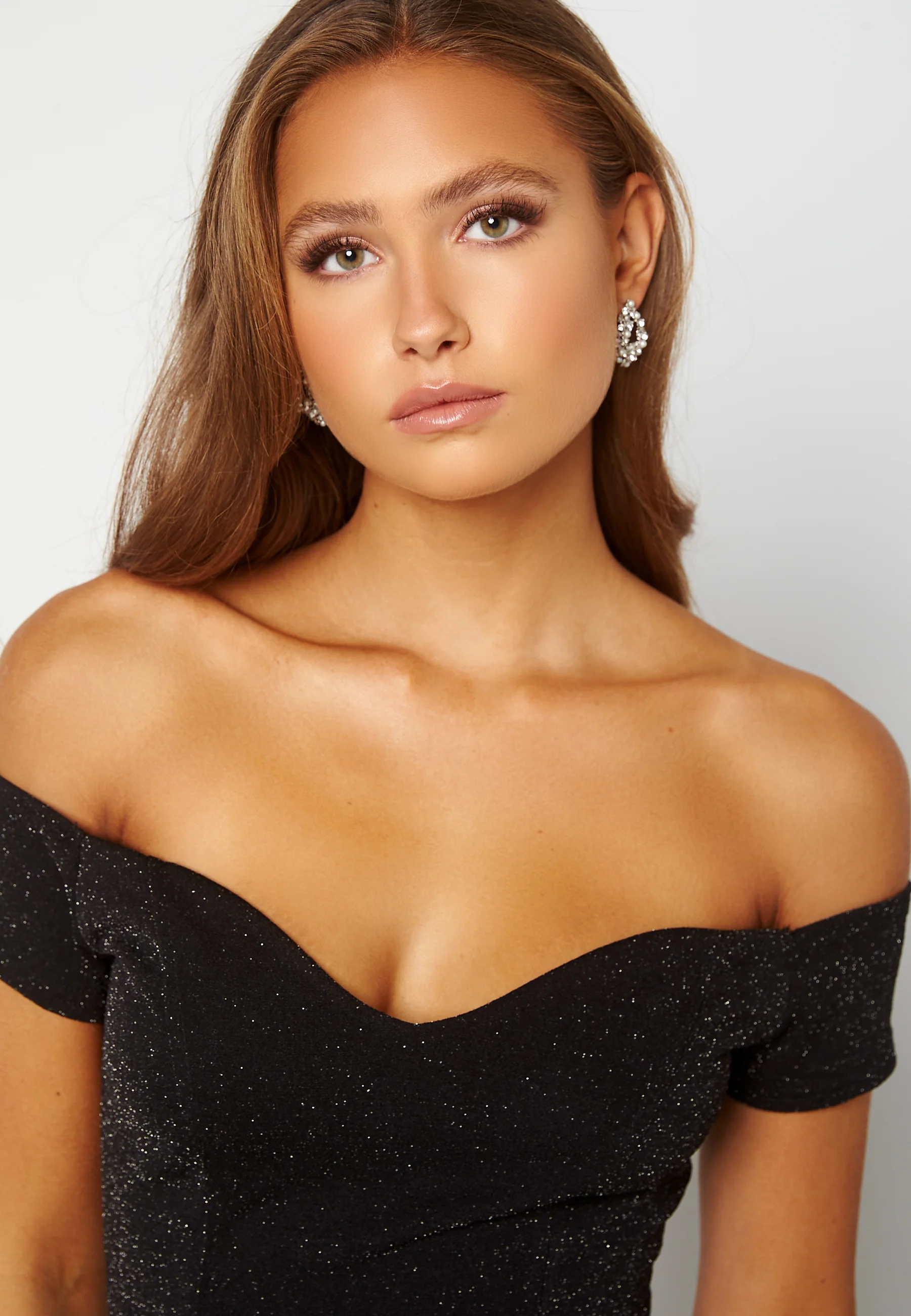 Glitter Off Shoulder Frill High Low Dress - Image 4