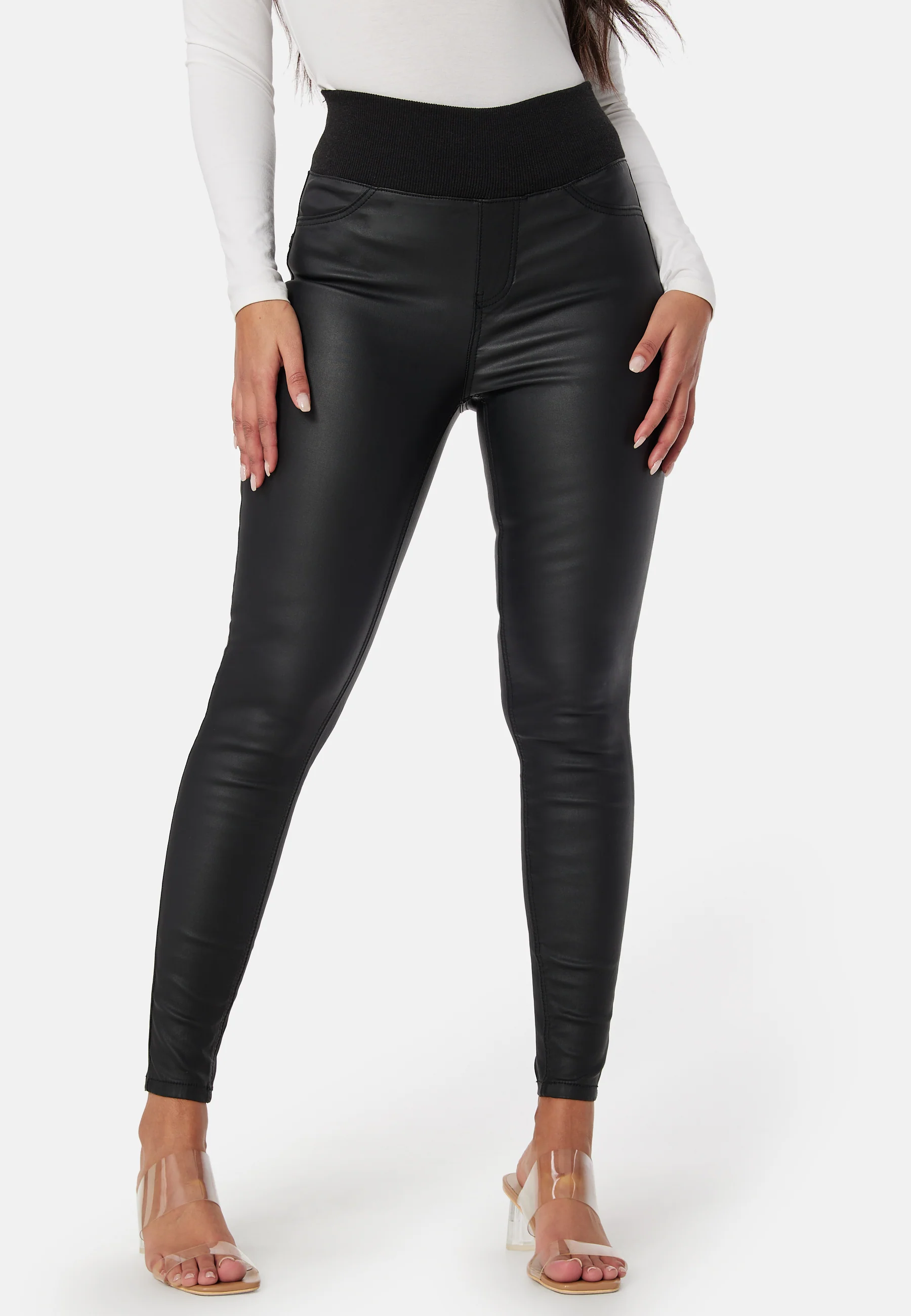 High Waist Push-Up Coated Treggings - Image 3