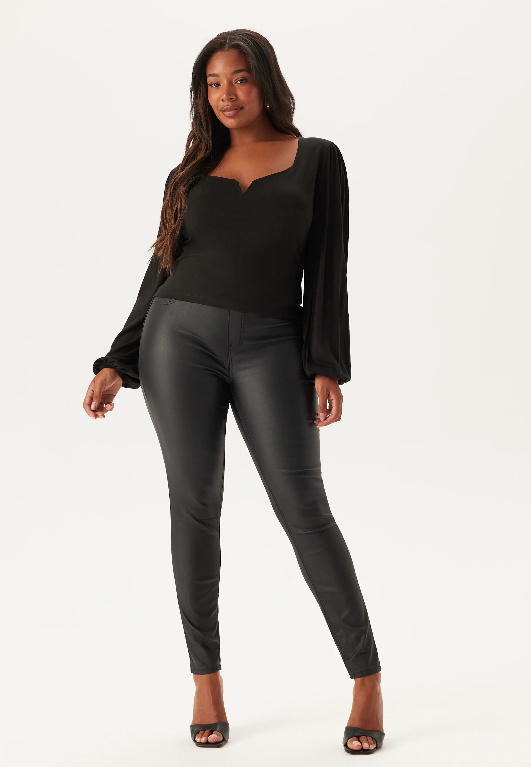 High Waist Push-Up Coated Treggings - Image 7