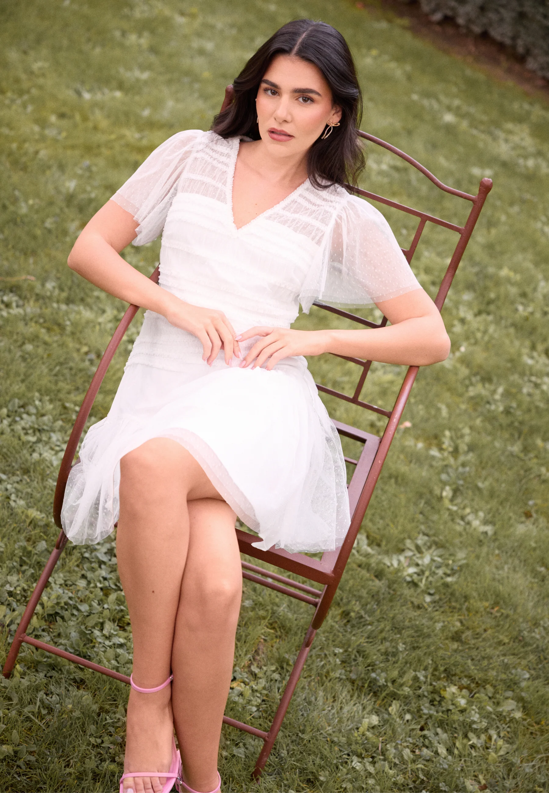 Sonia Mesh Frill Dress - Image 6