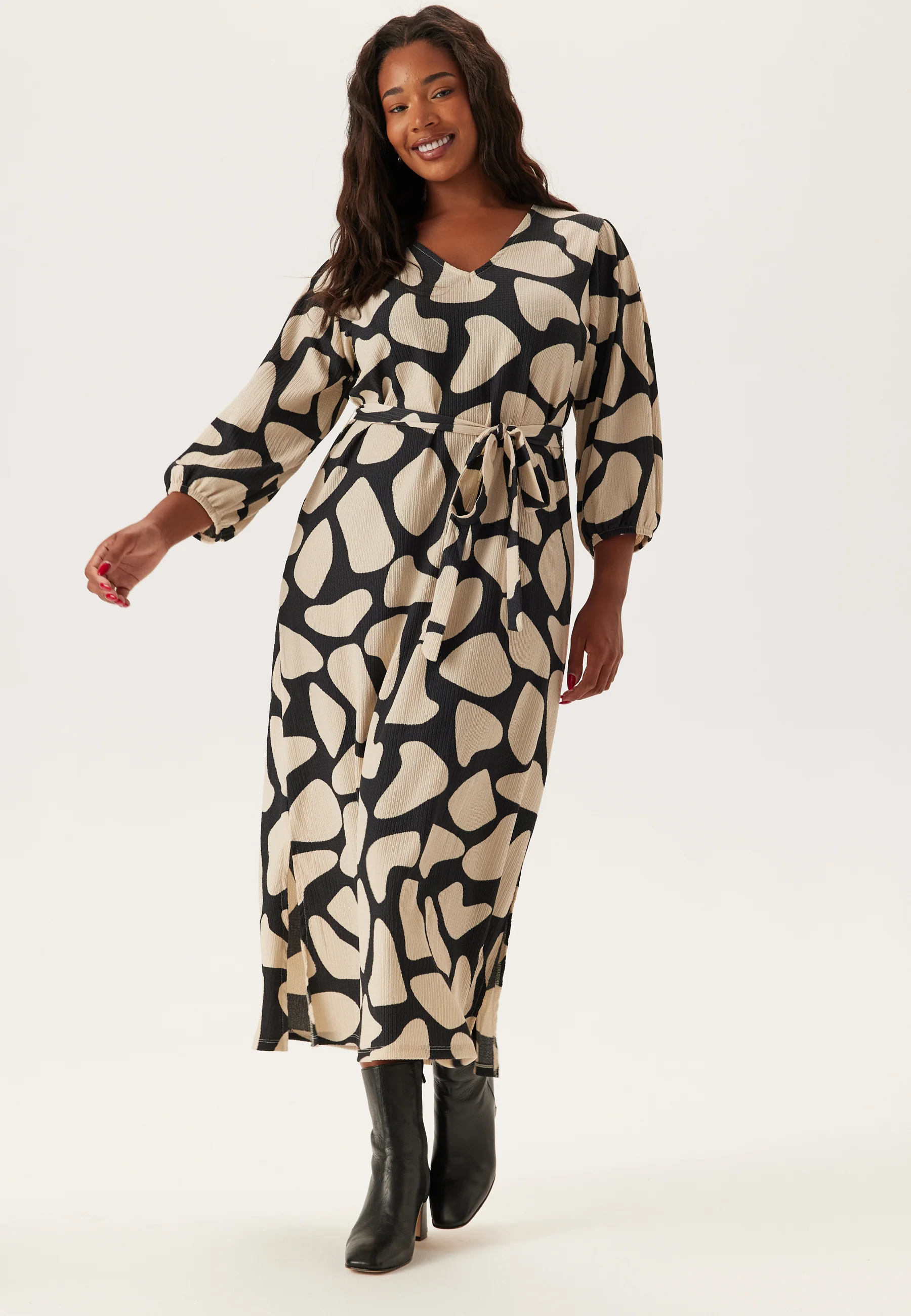 Structured Puff Sleeve Midi Dress - Image 5